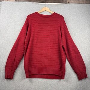 Vintage Winter Harbor Sweater Mens XL Red Dot Knit Crewneck Made USA 80s Grandpa